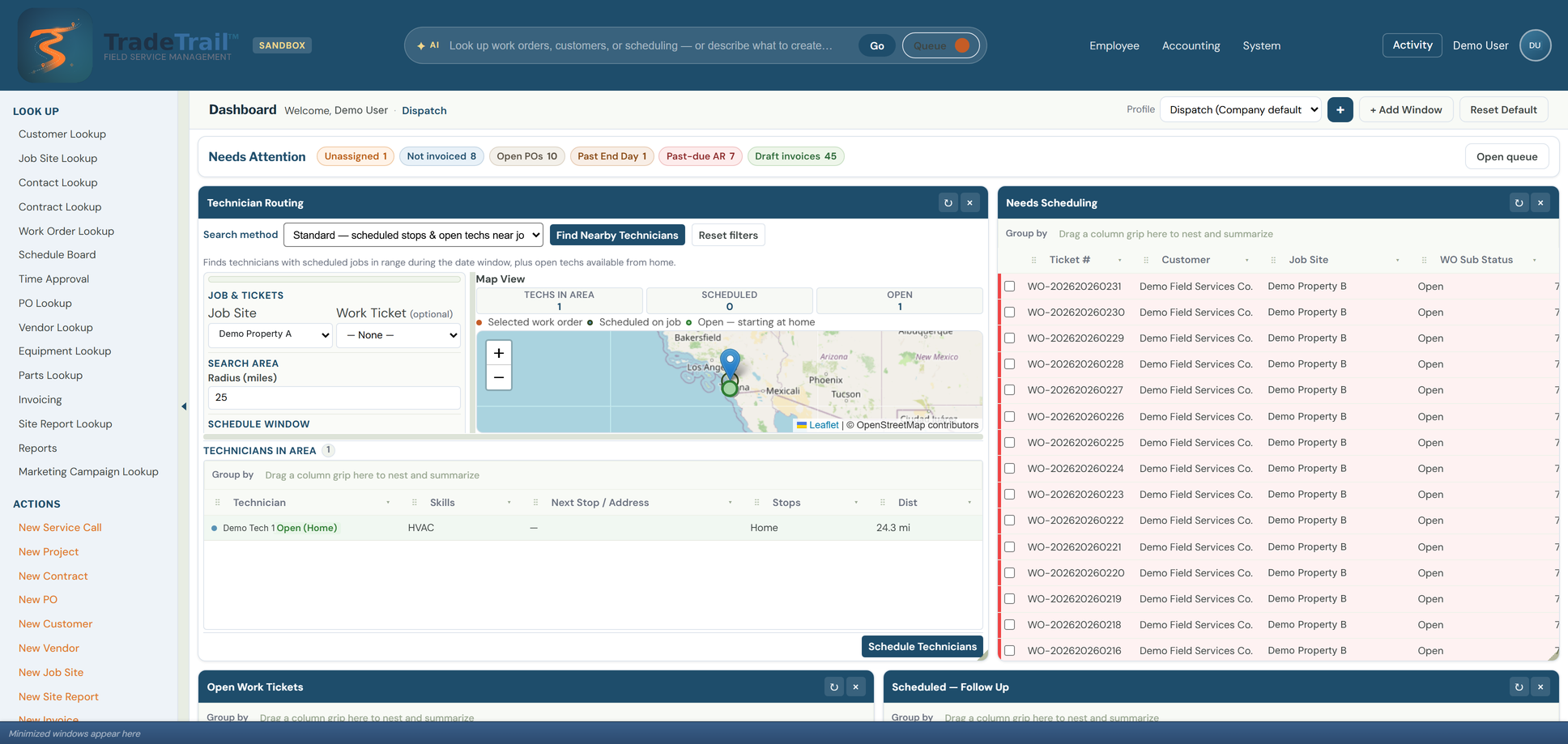 Dispatch dashboard
